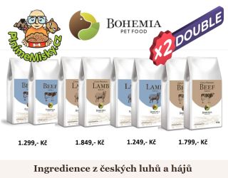 Objednej si Double 2 x 10 kg granulí Bohemia Cold Adult a Bohemia Premium Adult ve variantách jehněčí a hovězí za super...